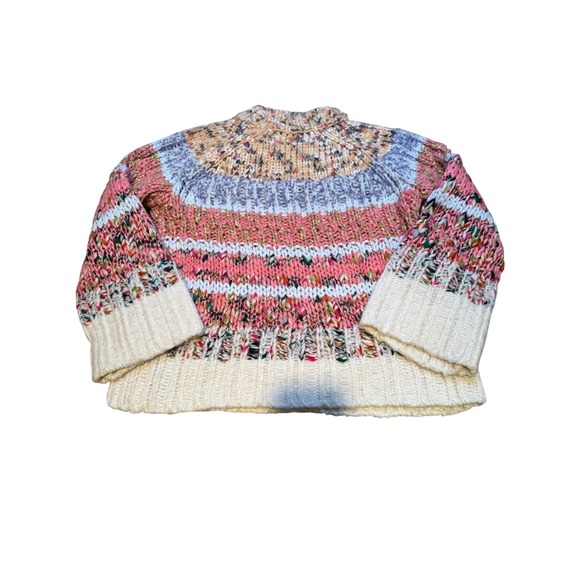 Anthropologie Chunky Knit Striped Sweater Wool Alpaca Blend Pink Blue XS - Picture 5 of 10